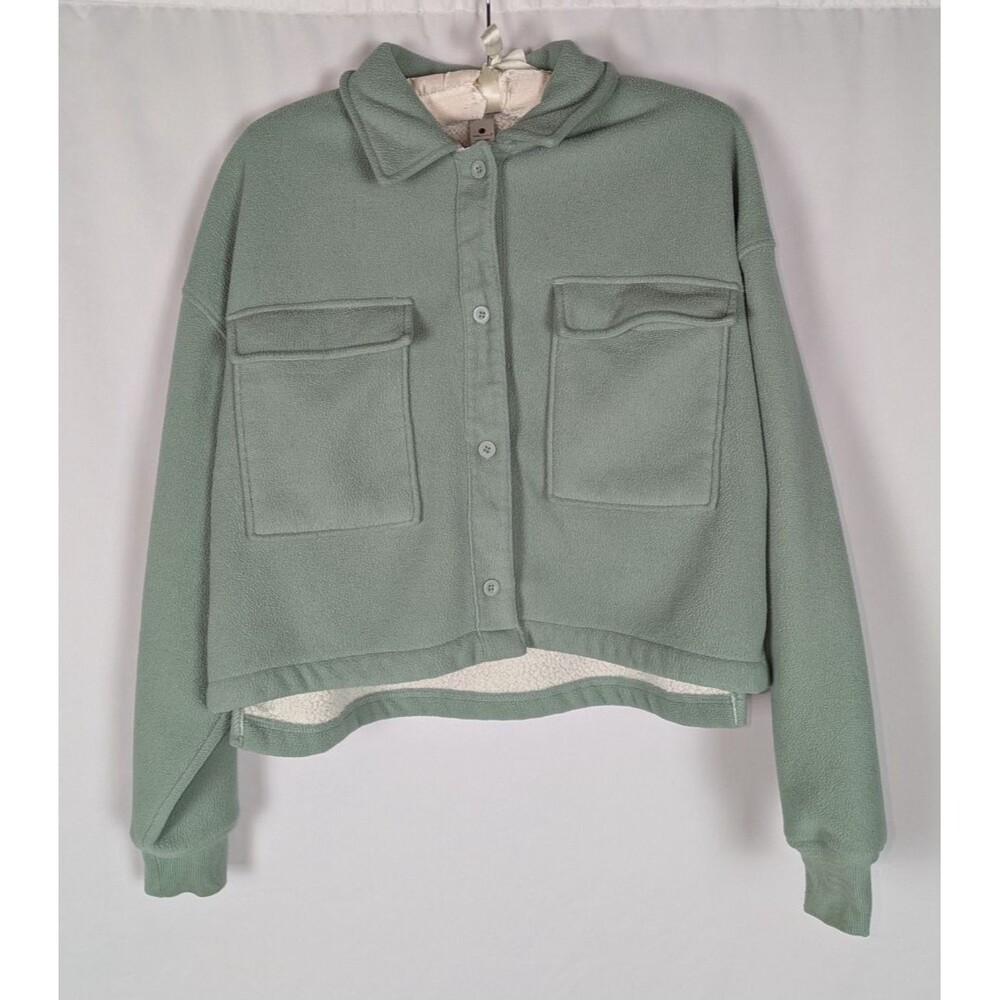 Yogalicious Green Sherpa Lined Fleece Shacket Jacket M Streetwear Athleisure
